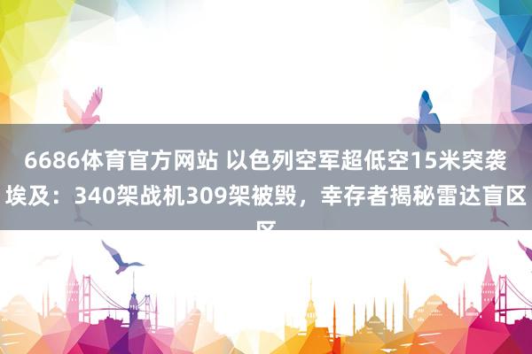 6686体育官方网站 以色列空军超低空15米突袭埃及：340架战机309架被毁，幸存者揭秘雷达盲区