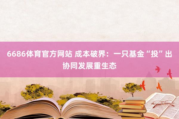 6686体育官方网站 成本破界：一只基金“投”出协同发展重生态