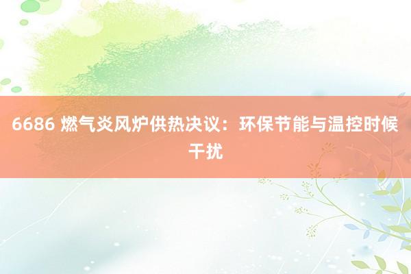 6686 燃气炎风炉供热决议：环保节能与温控时候干扰