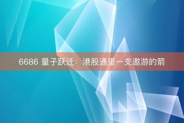 6686 量子跃迁：港股通里一支遨游的箭